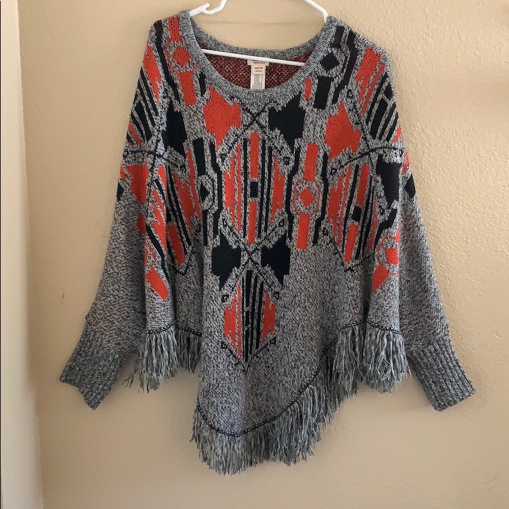 Aztec print Poncho